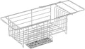 Expandable Stainless Steel Dish Drying Rack with Utensil Holder, Over The Sink Dish Drainer Basket for Kitchen, Space Saving Air Dry Organizer, Silvery, 40.5x18x13cm