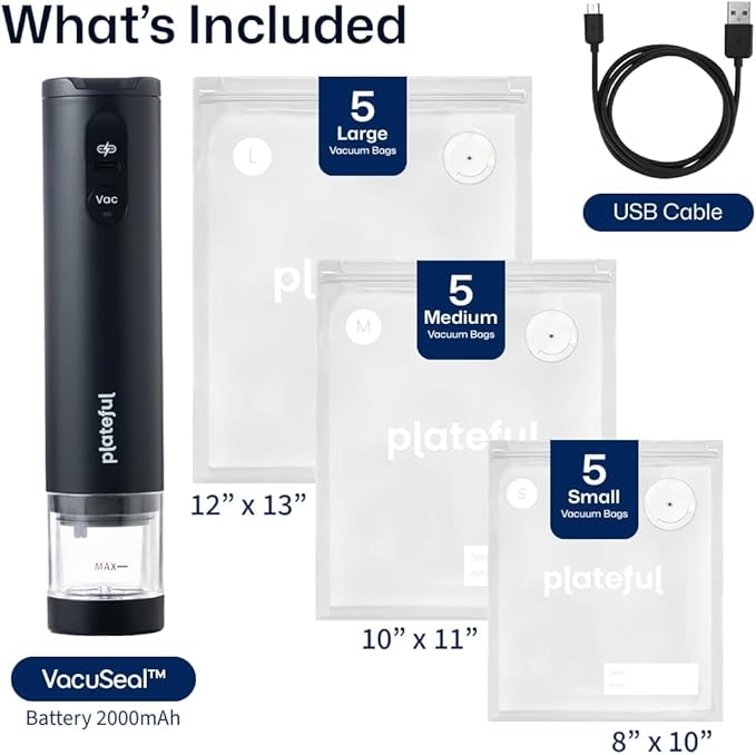 Handheld Vacuum Sealer for Food - Portable Cordless Food Vacuum Sealer Machine, Compact Mini Seal for Storage, Sous Vide & Freezer Preservation (15 Bags)