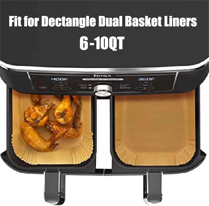 M-bestl 250 Pcs Air Fryer Liners Disposable,Food Grade Wood Pulp Parchment Paper Liners for Dual Basket DZ071 |DZ201|DZ401,Oil-proof& Non-stick(8.1x5.5 Inch,250Pcs)