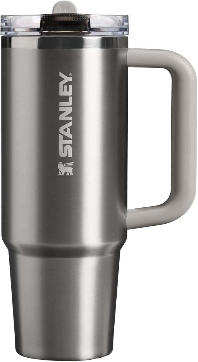 STANLEY Quencher ProTour Flip Straw Tumbler with Leakproof Lid 30 oz | Built-in Straw and Handle | Cup Holder Compatible for Travel | insulated Stainless Steel Cup | BPA-Free | Stainless Steel Ash
