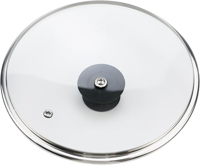 Woogim 9" Tempered Glass Pan Lid with Steam Vent, Thickened to 4mm and Dishwasher Safe and Oven up to 480℉, Universal Lid Fit for Cast Iron Skillets, Frying Saute Pan, Cooking Pot