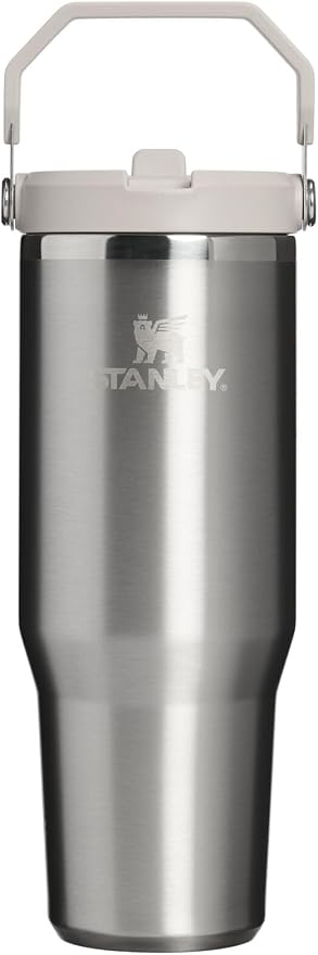 STANLEY IceFlow 2.0 Flip Straw Tumbler with Handle 30 oz | Twist On Lid and Flip Up Straw | Leak Resistant Water Bottle | Insulated Stainless Steel | BPA-Free | Stainless Steel Ash