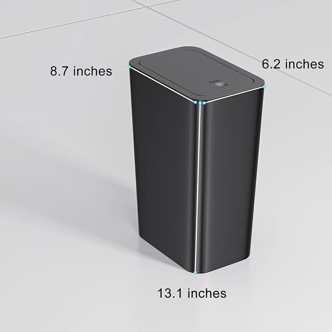 N. NETDOT 3 Pack 10 L/2.6 Gal Bathroom Trash Can with Lid, Small Kitchen Trash Bin with Press Type Lid, Black Trash Can/Slim Garbage Cans/Trash Bin/Waste Basket for Bathroom,Kitchen,Office,Bedroom