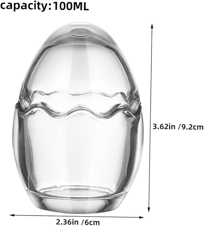 Cabilock 6pcs Heat Resistant Glass Egg Shaped Pudding Cups with Lids Reusable Transparent Yogurt Jars for Meal Prep Desserts and Snacks