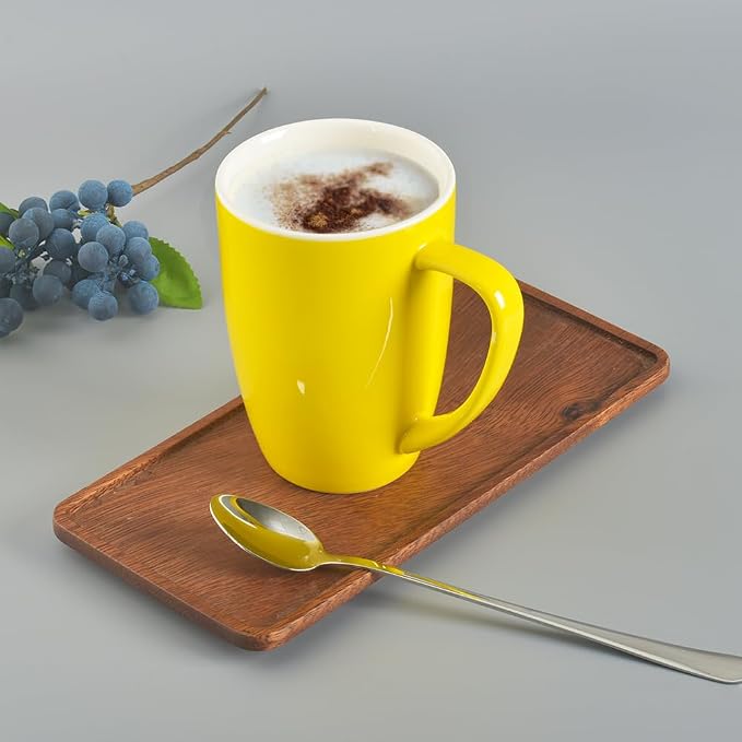 homEdge Porcelain Mug Set, 16 Ounces Cup for Tea, Latte, Mocha, Hot Chocolate, Set of 6, Yellow
