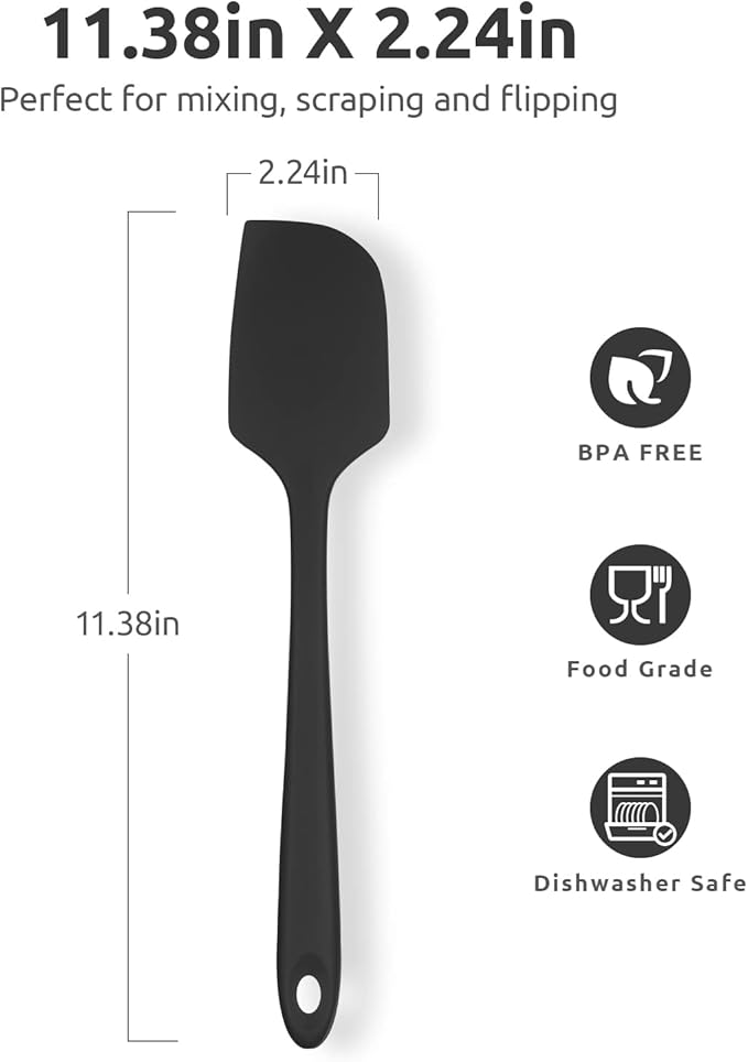 U-Taste 18/8 Stainless Steel Measuring Cups and Spoons Set of 10 Piece (Multicolors), U-Taste 600ºF 11.38in Heat Resistant Silicone Large Spatula (Black)