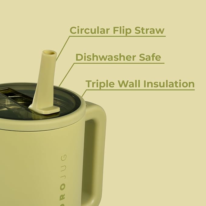 HydroJug Traveler 40oz, Insulated Tumbler with Handle & Straw, Olive