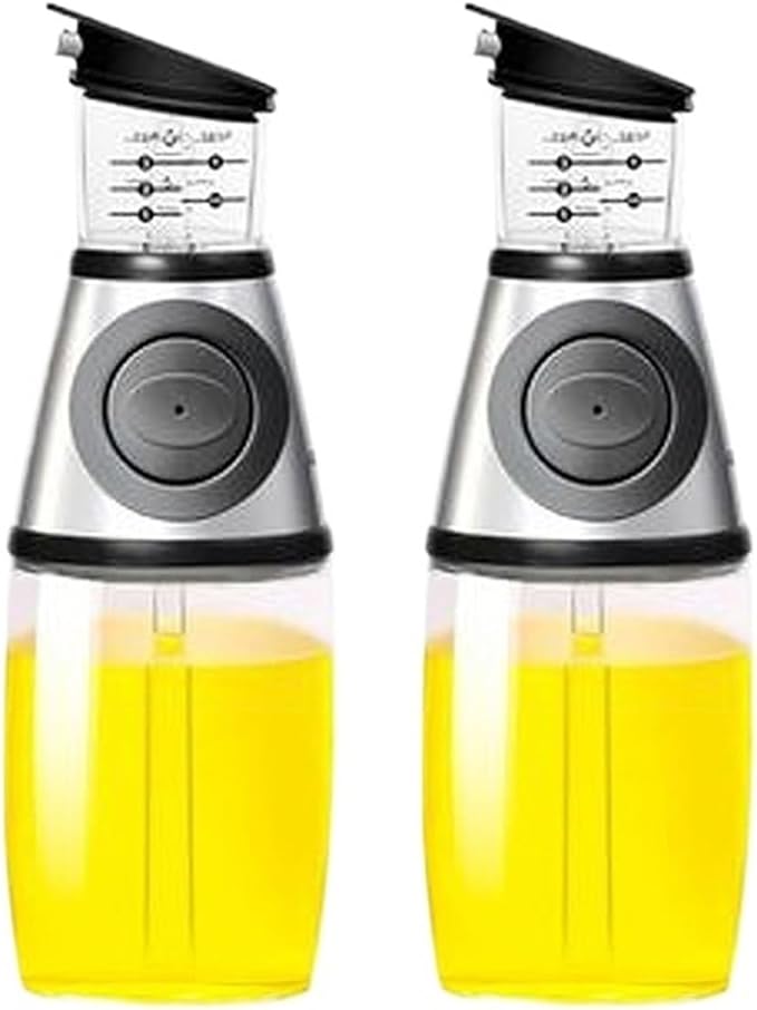 Sprayer Superior Clear Glass Vinegar Jug Dispenser Oil Meter Kitchen Large Opening Filling Cleaning 250/500 ML(2pcs 250ML silver)