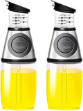 Sprayer Superior Clear Glass Vinegar Jug Dispenser Oil Meter Kitchen Large Opening Filling Cleaning 250/500 ML(2pcs 250ML silver)