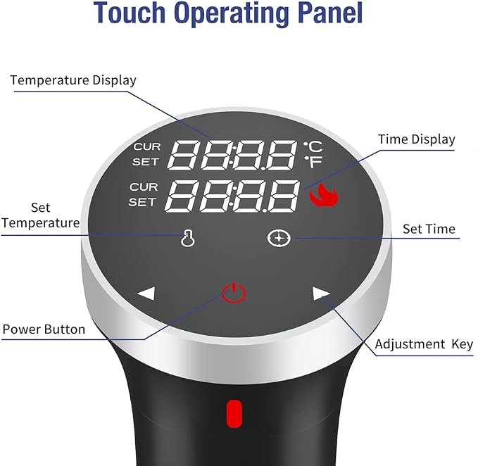 Fityou Accu Slim Sous Vide Thermal Immersion Circulator, 1100W Vacuum Precision Cooker with Precise Temperature and Timer, Full Touch Screen Control, Ultra-Quiet Sou Vide Slow Cooker, Recipe