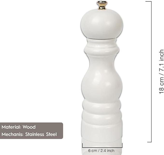 Walnut Color Wooden BlackPepper Hand Mill 18 cm-7.08 inch (White)