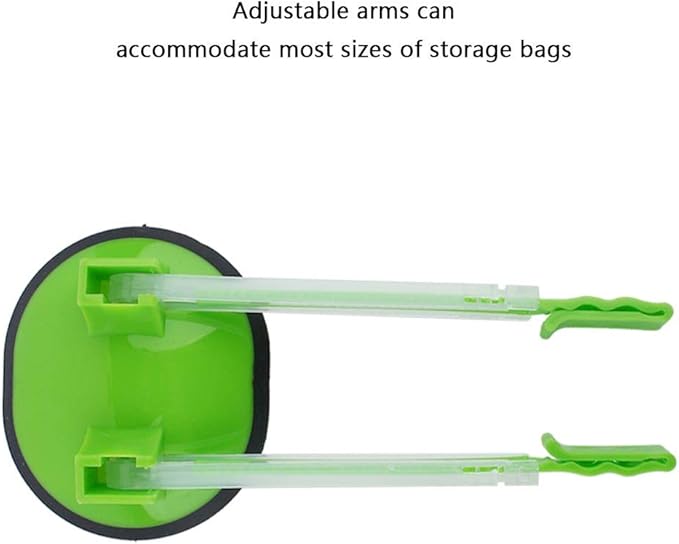 Adaptive Hands Free Baggy Rack Clip, Kitchen Food Storage Bag Opener Holder Anti Slip, Practical Durable For Food Prep Bag Plastic Freezer Bag Holder Stand (Green)