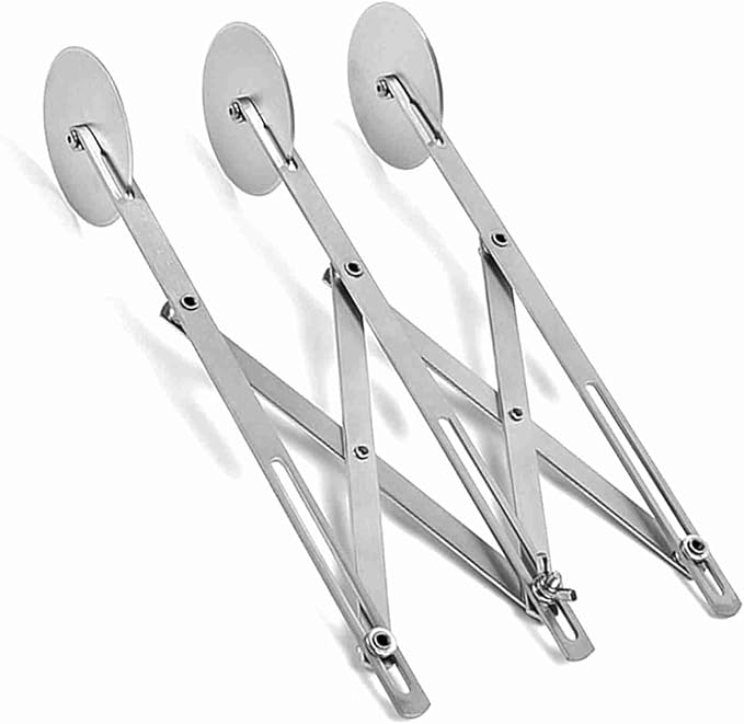 7 Wheel Stainless Steel Pizza Knife Wheel Cutter Adjustable Dough Divider, Silver - Durable Food Grade Material, Even Cutting, Ideal for Baking Pizza and Pastry (3 wheel)