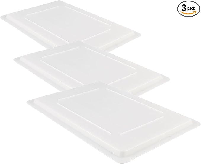 Rubbermaid Commercial Products Food Storage Box Lid for 8.5, 12.5, 16.5, and 21.5 Gallon Sizes, White (FG350200WHT) (Pack of 3)