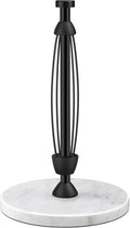 Paper Towel Holder Countertop, Marble Weighted Base, Glossy Black, One-Handed Tear, Freestanding Paper Towel Stand Rack with Ratchet Mechanism for Kitchen Toilet Bathroom Essentials Decor Accessories
