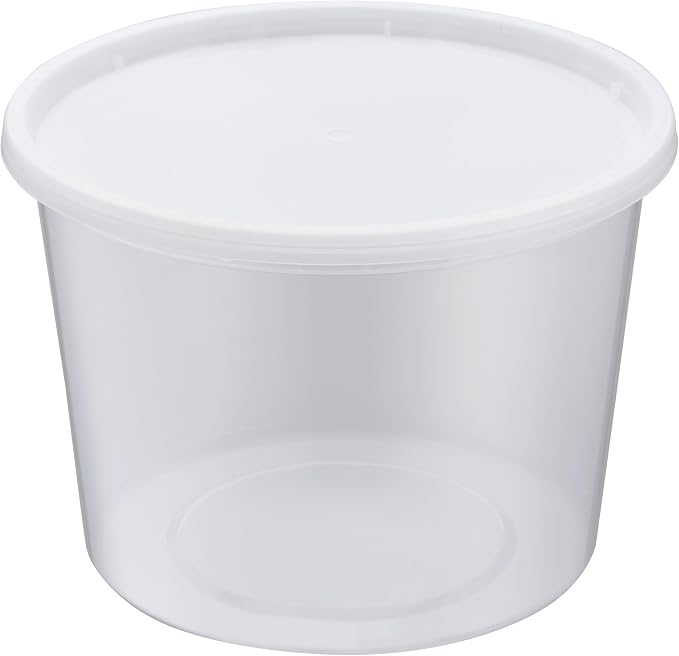 64oz [8 set] Heavy Duty Plastic Deli Container | BPA-Free Food Storage with Airtight Leak‑Proof Lids | Microwave, Freezer & Dishwasher Safe – Stackable, Bulk Reusable Soup & Meal Prep Tub