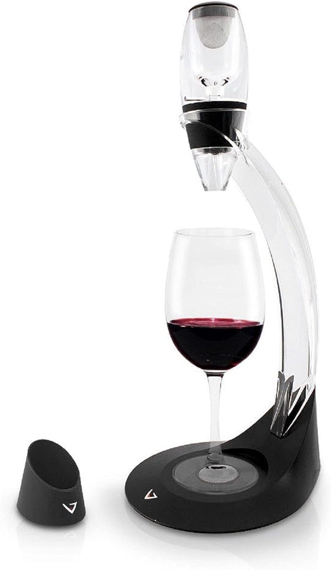 Vinturi Wine Aerator Deluxe Essential Red Wine Pourer and Decanter Tower Stand Set Easily and Conveniently Aerates Wine by the Bottle or Glass and Enhances Flavors with Smoother Finish, Black