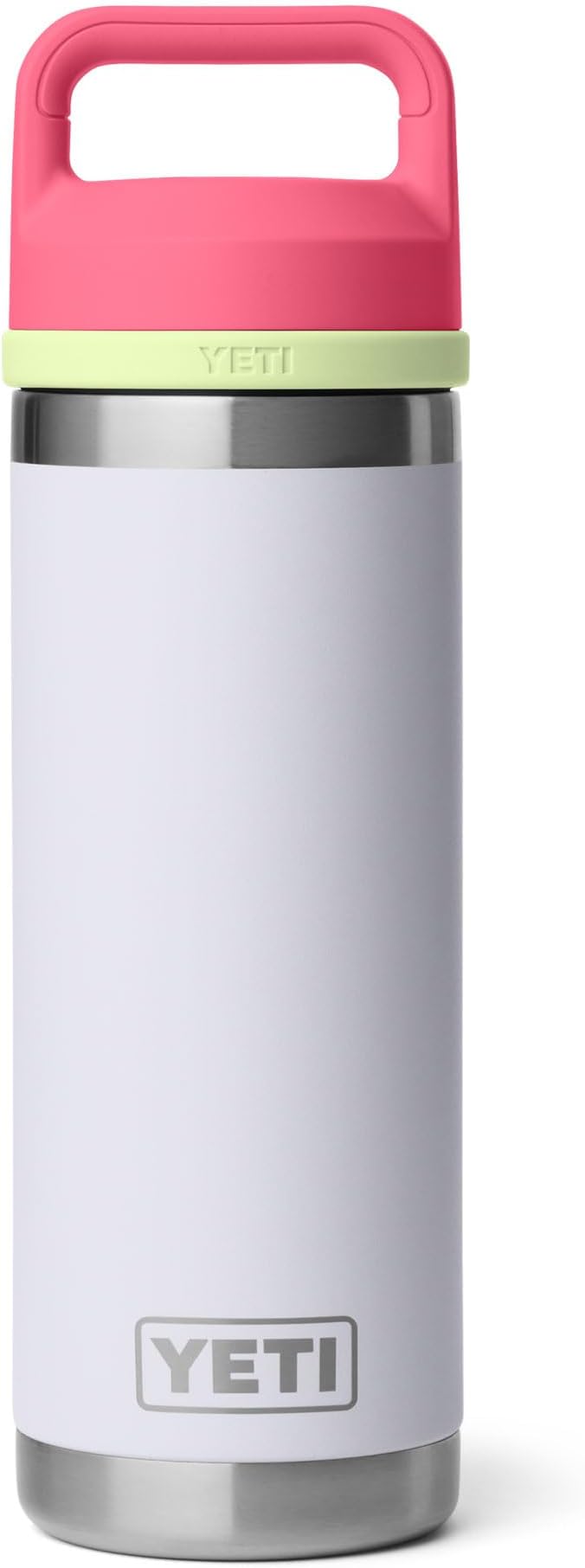 YETI Rambler 18 oz Bottle, Leakproof, Vacuum Insulated, Stainless Steel with Chug Cap, Mist/Pink/Grasshopper