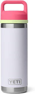 YETI Rambler 18 oz Bottle, Leakproof, Vacuum Insulated, Stainless Steel with Chug Cap, Mist/Pink/Grasshopper