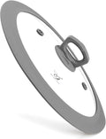 Vented Tempered Glass Universal Lid for Pot Pan Skillet with Heat Resistant Silicone Rim Microwave Splatter Lid Cover Microwave Safe Fit 11.5" 12" 12.5" Cookware, Dishwasher Safe Grey