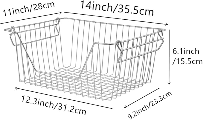 Stackable Wire Metal Baskets Storage Bins Fruit Vegetable Organization Pantry Cabinet Metal Bin for Kitchen Pantry Freezer Cabinet, Set of 6
