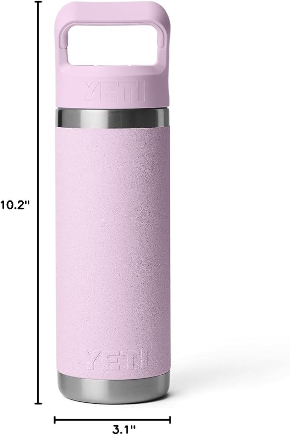 YETI Rambler 18 oz Bottle, Vacuum Insulated, Stainless Steel with Straw Cap, Cherry Blossom