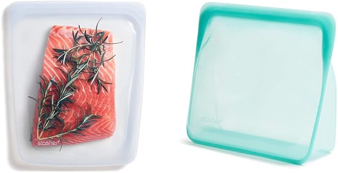 Stasher Reusable Silicone Storage Bags, Food Storage Containers, Microwave and Dishwasher Safe, Leak-free
