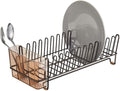 mDesign Dish Tray - Practical Draining Rack for Sink - Great Draining Rack - Up to 12 Plates and Cutlery - Bronze