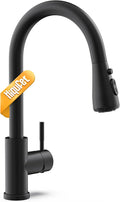 Hiqufet Black Kitchen Faucet with Pull Down Sprayer | Leak-Proof, Fingerprint Resistant Stainless Steel, Single Hole Setup, Single Handle Control