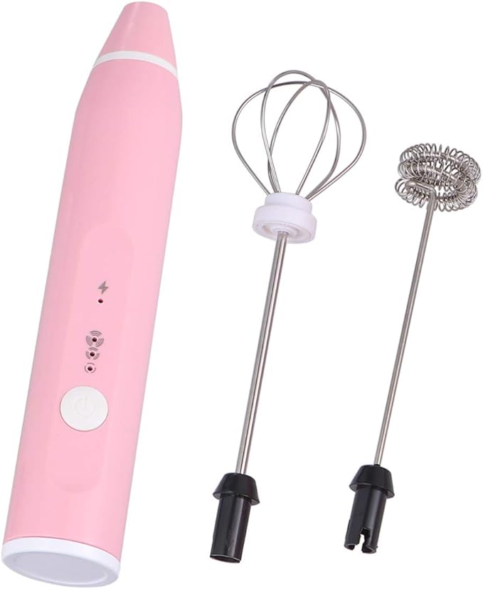 Hemoton Rechargeable Handheld Blender 2-in-1 Milk Egg Whisk Electric Stirrer Milk Foamer 3-speeds Compact Easy to Use