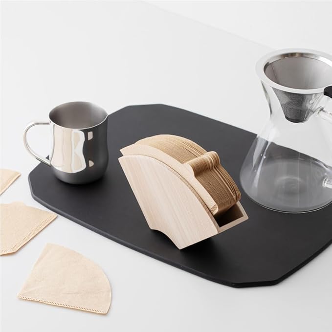 &NE NTR-376 Coffee Filter Holder, Natural, Width 6.6 x Depth 1.6 x Height 3.5 inches (16.7 x 4.0 x 8.8 cm), Magnet, Made in Japan, Wood, Paper, Paper, Case, Stand, Cone, Trapezoid, Stores 30 Pieces, 1