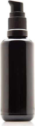 Infinity Jars 50 Ml (1.7 fl oz) Refillable Ultraviolet Black Glass Pump Bottles Leak-Proof Travel Containers for Toner, Sanitizer, Beard Oil, Hair Serum, Essential Oils