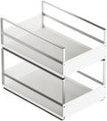 Pull Out Cabinet Organizer with Adhesive Nano Film, Heavy Duty Slide Out Pantry Shelves Drawer Storage, Under Sink Organizers for Bathroom, Kitchen (White,Stackable-11”W x 16.54”Dx 14.57”H)