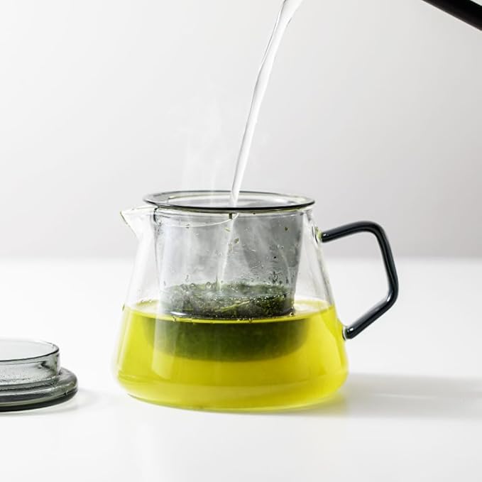 &NE NNS-380 Glass Teapot, Clear Width 4.7 x Depth 4.3 x Height 3.7 inches (12 x 11 x 9.5 cm), Actual Capacity 10.1 fl oz (300 ml), Heat Resistant Glass, Includes Lid, Microwave and Dishwasher Safe