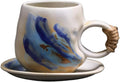 Little handmade ceramic pottery tea cup with saucer, espresso cup | Japanese style, 8 oz stoneware demitasse cup for lungo,cortado,Matcha, Americano