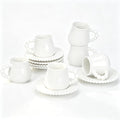 Coffee Cup Set of 6 with Saucers, 3.5 OZ Ceramic Espresso Cups, Demitasse Coffee Cup Gift for Double Shot, Latte, Cafe Mocha, Dishwasher & Microwave Safe, Elegant Deco (Pure White / 100 ml / 6 Sets)