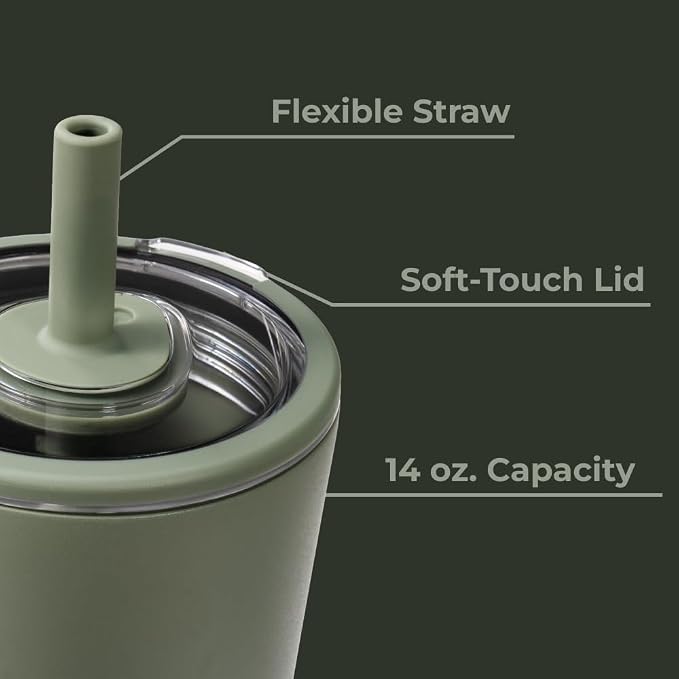 HydroJug Everyday Tumbler 14 oz, Ceramic-Lined Straw Cup, Courtyard