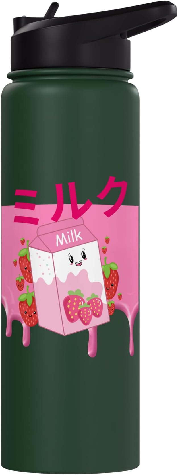 Retro 90s Japanese Kawaii Strawberry Milk Shake Carton Funny Stainless Steel Insulated Water Bottle