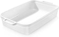 5.5 Quart Casserole Dish,Large Baking Dish Cookware,14.7x10 Inch Deep Lasagna Pan for Oven,Ceramic Bakeware for Baking, Easy to Clean,(White)