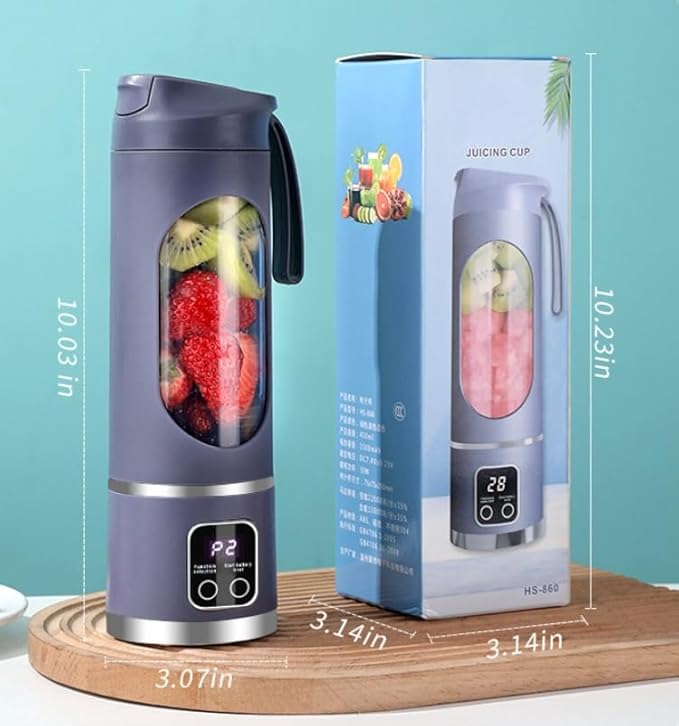Portable Blender for Shakes and Smoothies, 16oz Personal Blender, USB-C Rechargeable, 12-Blade Ice Crusher, Cordless Mini Smoothie Maker with Drinking Lid for Travel Gym(Purple)