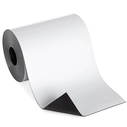 Bright Creations Roll of Magnetic Strip Dry Erase Tape - 4 in x 15 ft, White, 1 Roll - Magnetic Tape for Classroom & Office Organization - Reusable Writable Strip for Calendars & Schedules