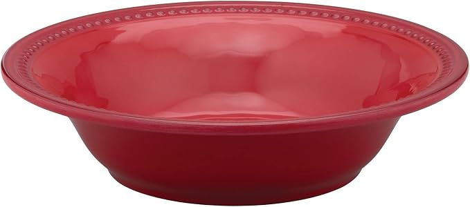 UPware 12 Piece Beaded Melamine Dinnerware Sets, Outdoor Dishes Set, Plates and Bowls Sets, Service for 4, Red