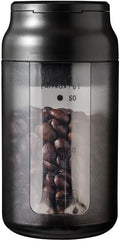 &NE NKW-375 Portable Coffee Canister, Nikii Cafe, Black, Diameter 2.4 inches (6 cm) x Height 4.8 inches (12.1 cm), 5 Cups, Made in Japan, Coffee Bean Storage Container, Compact, Tilt-Only, Measuring