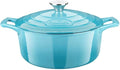 La Cuisine Enameled Cast Iron Dutch Oven Casserole Dish Pot with Lid, 2.1 QT 7.8" /20cm Dia. Internal Matt Black Enamel Coating, 2-tone Teal Enamel Exterior, Oven Safe up to 500° F for bread baking