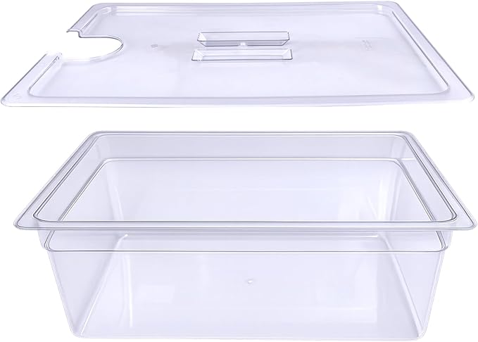 26 QT Large Sous Vide Container With Lid, Sous Vide Tub Kit Compatible with Wancle Anova, Joule, Instant Pot Sous Vide Cookers for Home Chefs Professional Use (26 qt no rack)