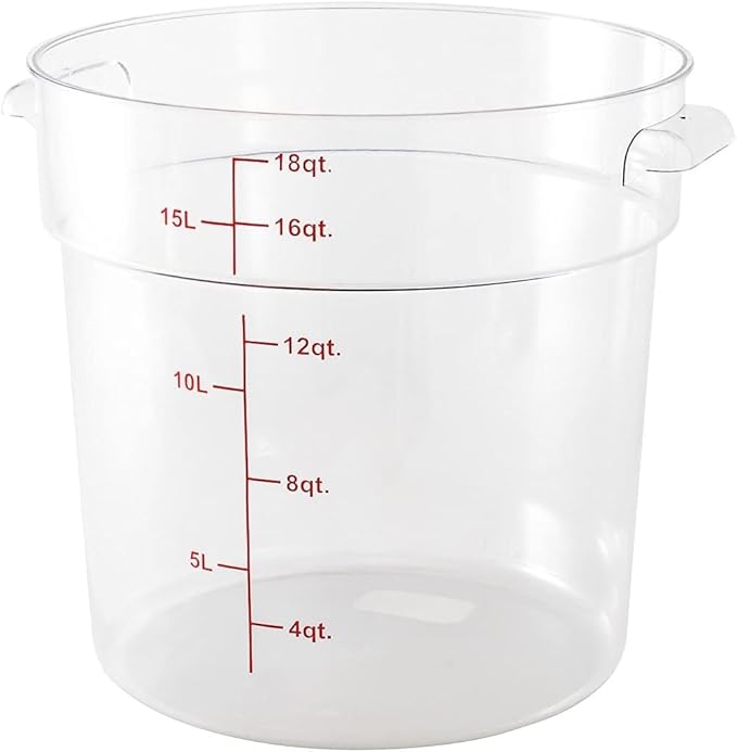 Soro Essentials- 18 qt. Polycarbonate Round Food Storage Container with Graduated Markings Clear Color- Stackable Storage Bin Food Container with Handle for Pantry Organizer Storage Kitchen Fridge