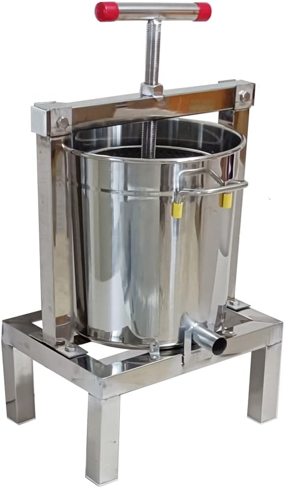 Honey Press Extractor Wax Machine Stainless Steel Honey Press Beeswax Machine Manual Large Bee Honey Presser Fruit Wine Press For Honey Wine Juice Vegetables Olive Oil Making