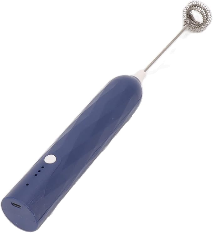 Rechargeable Milk Frother & Egg Beater 3Speed Handheld Electric Whisk with 2 Stainless Steel Heads USB Charging for Coffee Matcha Hot Chocolate (Blue)