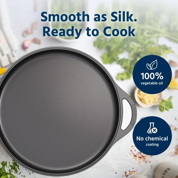 COOKLIFE 12 Inch Cast Iron Griddle with Hot Handle Cover