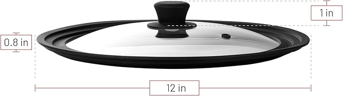 Bezrat Universal Lids for Pots, Pans and Skillets - 2-Pack Heat-Resistant Covers Tempered Glass with Silicone Rim - Fits 10”, 11”, 12” Cookware - Kitchen Covers, Dishwasher Safe